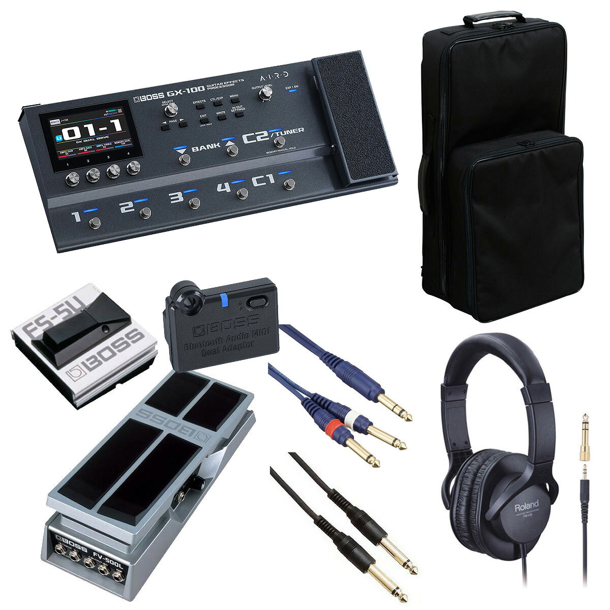 BOSS / GX-100 Guitar Effects Processor[オプションアイテム+リュック式キャリングバッグセット] FS-5U + FV-500L + BT-DUAL【PTNB】