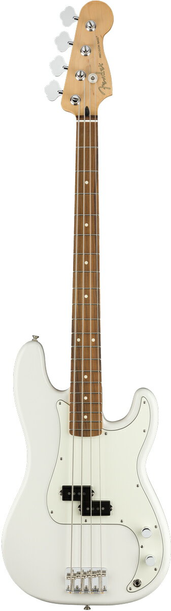 Fenderから新製品「PLAYER」シリーズが登場！ 【WEBSHOPの商品について】こちらの商品は、店頭未展示品で、倉庫保管品となります。 WEBSHOP取り扱いの弦楽器は、出荷前に専任スタッフにより楽器の各部機能チェックを行っております。 クラシックベースの代表格といえるフェンダーエレクトリックベース。正真正銘のフェンダースタイルを受け継ぐPlayer Precision Bass は、重々しく唸るようなサウンドで、多くのコピーモデルを生み出してきました。スムーズな弾き心地とスポットライトに映えるスタイルを持ち、雷鳴の轟くようなサウンドを実現するベースで、スタジオ内でもステージ上でも活躍し、プレイヤーのクリエイティヴなビジョンを世界へ広めるパートナーとなってくれます。 伝統を重んじながら革新的なスピリットを維持するPlayer シリーズに搭載されたスプリットコイルのPrecision Bass ミドルピックアップは、現代人の耳に合わせて音量をアップ。ファットでパンチの効いた伝説的なフェンダーベースのトーンを実現しています。ピックアップを通じたパワフルなサウンドを調整するマスターボリュームとトーンコントロールは手に近い位置に配置され、サウンド作りを容易にしています。“モダンC” シェイプのメイプルネックには、20 本のミディアムジャンボフレットを打ち込んだ9.5 インチラジアスのフィンガーボードが組み合わされ、さまざまなプレイスタイルに対応します。さらに、4 サドルのブリッジは正確なイントネーションを実現し、プレイスタイルやテイストに合わせて簡単に調整できるようデザインされています。 また、3 層ピックガード、シンセティックボーンナット、ヴィンテージスタイルのディスクストリングツリー、オープンギアのチューニングマシン、“F” の刻印が入った4 ボルトのネックプレートが、本物のフェンダーを象徴しています。 正真正銘のフェンダーサウンド、スタイル、フィーリングを実現するモダンなクラシック・モデルのPlayer Precision Bass は、本物の低音を生み出すベースです。 ※商品画像はサンプルです。 主な仕様 Body Material Alder Body Finish Gloss Polyester Neck Maple,Modern "C" Neck Finish Satin Urethane Finish on Back of Neck with Gloss Urethane Headstock Face Fingerboard Maple or Pau Ferro,9.5"Radius(241mm) Frets 20,Medium Jumbo Position Inlays White Dots Nut (Material/Width) Synthetic Bone,1.625"(41.3mm) Tuning Machines Standard Open-Gear Scale Length 34"(864mm) Bridge 4-Saddle Standard Pickguard 3-Ply Parchment Pickups Player Series Alnico 5 Split Single-Coil Precision Bass Pickup Switching None Controls Master Volume,Master Tone Control Knobs Knurled Flat-Top Hardware Finish Nickel/Chrome Strings Fender USA,NPS,(.045-.105 Gauges) UD20180908