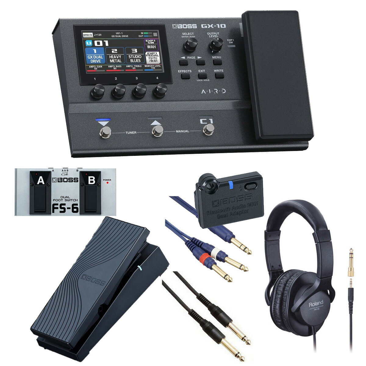 BOSS / GX-10 Guitar Effects Processor ボス GX10 マルチエフェクター[自由自在にサウンドメイクセット] FS-6 + EV-1-WL + BT-DUAL【PTNB】