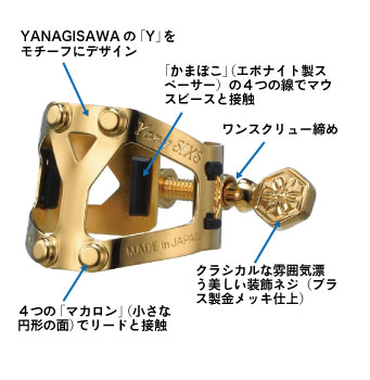 Yanagisawa ヤナギサワ / YANY SIXS ヤニーシクス リガチャー アルトサックス/クラ...
