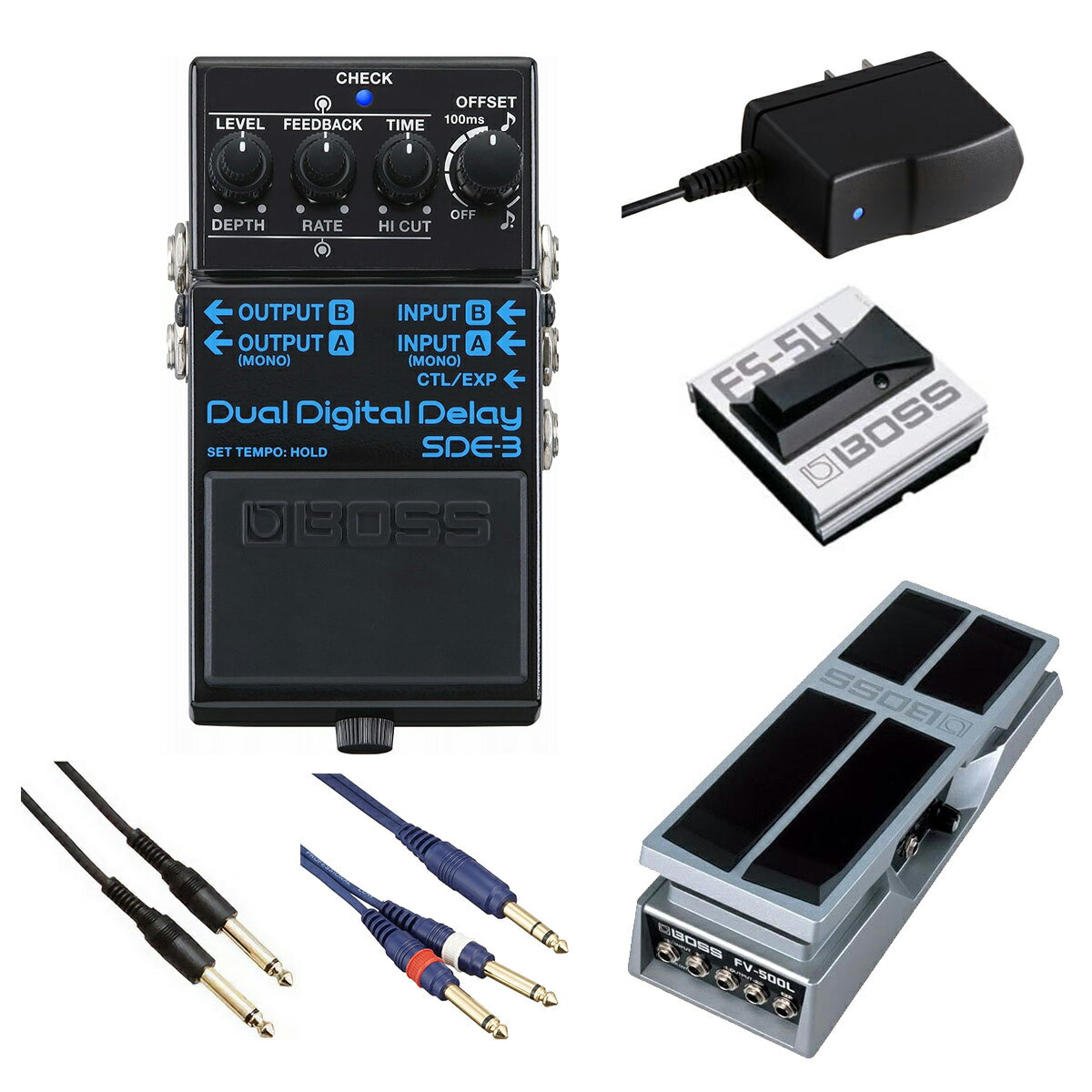 乐天商城 - BOSS / SDE-3 Dual Digital Delay ディレイ ボス SDE3 エフェクター[自由自在にサウンドメイクセット] FS-5U + FV-500L【PTNB】
