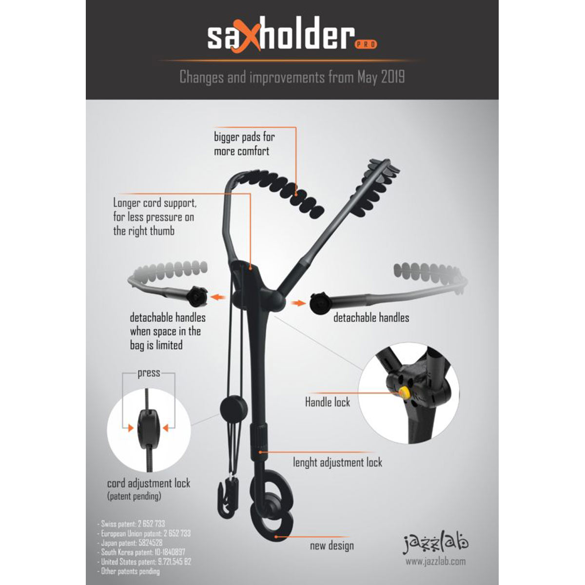 jazzlab / saxholder PRO サックスホルダー・プロ 新発想「首に掛けない」サックス...