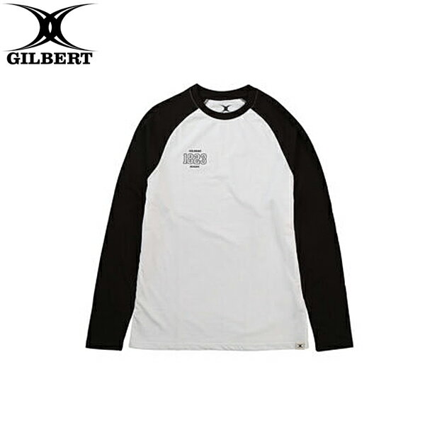 GILBERT ギルバート 1823 Tシャツ・ロングスリーブ ホワイト×ブラック XS～2XLサイズ (GB-8408) ラグビー ラグビーボール ロングTシャツ ロンシャツ 1823年 200周年アイテム 1