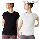 【2024秋冬】RealStone リアルストーン フレンチスリーブトップ (RS-C534TS) ヨガ ヨガウェア フィットネスウェア レディース ノースリー...