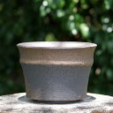 【30%OFFクーポン対象 〜7/11】【現品・一点物No.1844】信楽焼 植木鉢 手びねり(ロクロ引き) 今井利幸作 金彩 上下掛分 6号(外径18cm 高...