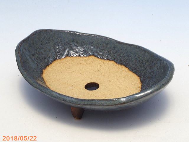 信楽焼植木鉢陶器生子小判足付浅鉢5号