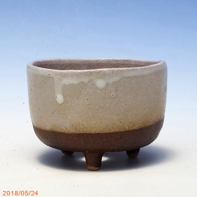 【クーポン発行中！〜11/11】信楽焼 植木鉢 陶器　白釉三ツ足　2.5号（直径8cm 高さ5.5cm）【山野草鉢 ..