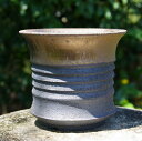【現品・一点物No.1501】信楽焼 植木鉢 手びねり(ロクロ引き) 今井利幸作 金彩 上下掛分け 5号 サナサービス 【送料無料】【山野草鉢 多肉植物鉢 サボ...