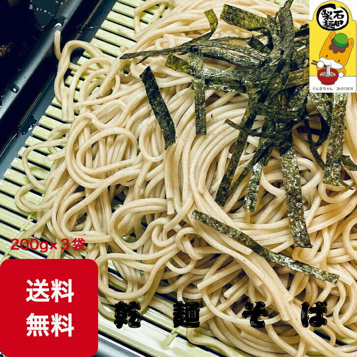 乾麺 そば 3袋入り 送料無料 200g×3袋 保存食に 賞