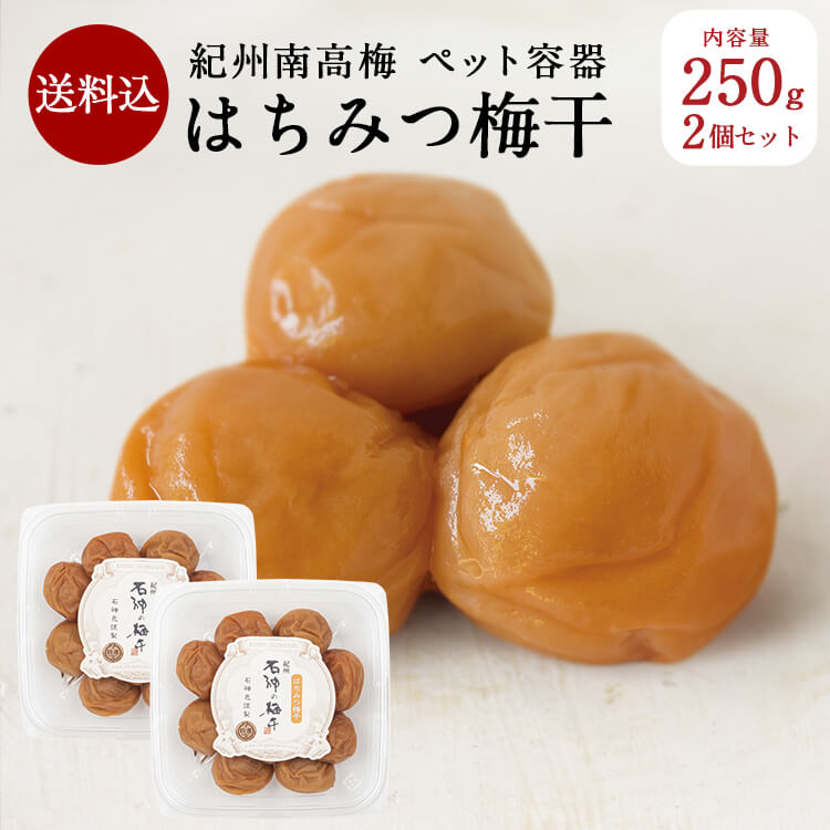 【送料込】 はちみつ梅干 [塩分5％]ペット容器 250g×2個入り梅干 A級品 梅干 漬物 石神邑 紀州 南高梅 はちみつ はちみつ梅 お弁当 おにぎりのサムネイル
