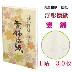 浮彫懐紙 雲錦 1帖入 30枚入 14.5×17.5cm 桜 紅葉 茶道 お茶席 お茶会 茶具 茶道具 和菓子 受け 皿 敷き紙 折り紙 ポチ袋 はし袋 メモ ナプキン 美濃和紙 和紙 誕生日 ギフト プレゼント 秋 春 桜 紅葉