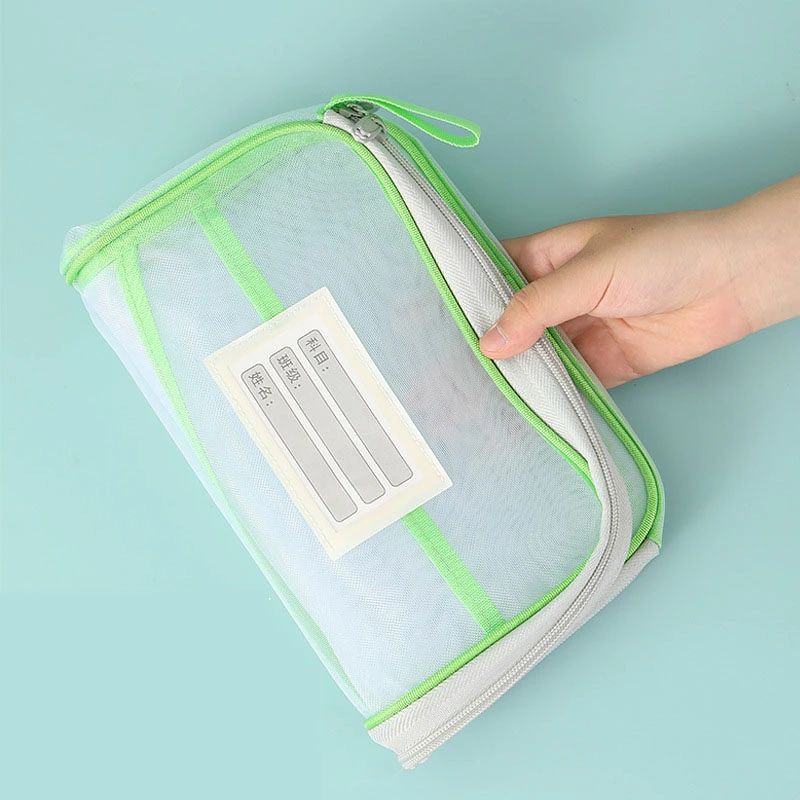 Bolsa de archivo A4 con cremallera 4 colores Juego de 4 | Separador de cremallera de gran capacidad en forma de L con refuerzo Organizador de documentos translúcido de malla de bolsillo — vista 2