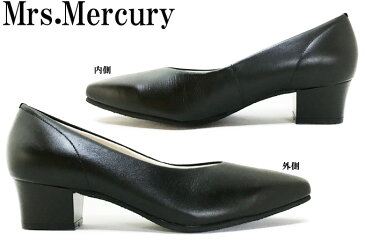 フォーマルパンプス 【Mrs.Mercury】ミセス・マーキュリー 3120 レディース パンプス ローヒール 天然皮革 牛革 幅広 4E ソフト中敷 女性 婦人 日本製