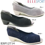 カジュアルシューズ エルスポーツ ESP12714 ELLE SPORT レディース ローヒールパンプス オープントゥ 靴 シューズ 低反発 メッシュ地 夏 サマー 女性 婦人