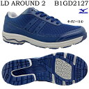 ウォーキングシューズ レディース ミズノ MIZUNO LD AROUND 2 3E B1GD2127 ネイビー スニーカー 幅広 3E EEE ファスナー ミズノウェーブ 女性 婦人