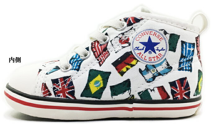 ベビーシューズ コンバース ベビーオールスター N ネイションズフラッグ Z ファーストスター／FIRST STAR CONVERSE BABY ALL STAR N NATIONSFLAG Z レースアップ サイドジッパー 靴 シューズ ファーストシューズ インファント 男の子 女の子