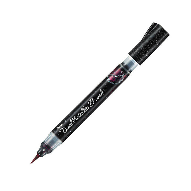 ぺんてる デュアルメタリックブラッシュ ブラック+メタリックレッド