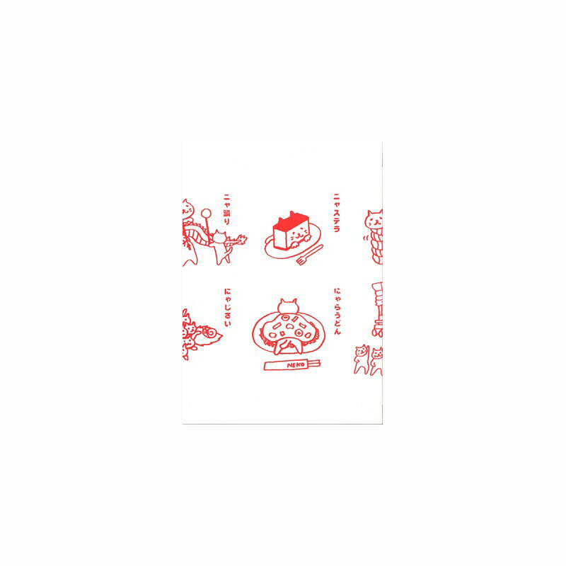 にゃがさきねこ てぬぐい 線画 レッド