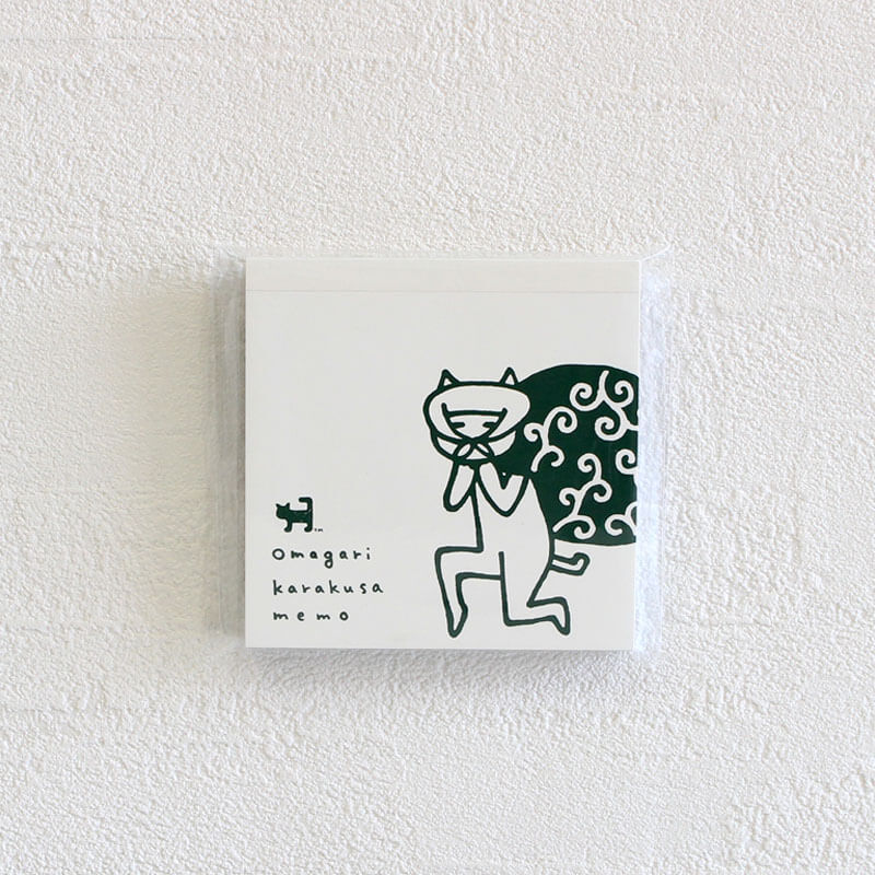 長崎のねこに多い「尾曲がりねこ」の尻尾が唐草模様の一部になったメモ帳。 唐草模様といえば、ドロボーッ！て連想するかなーと思って、表紙は泥棒ねこを描きました。 メモできるのはもちろん、アメちゃんを包んだり、折り紙もできちゃうメモ帳です。 100シート入りです。 【免責事項】 在庫データは定期的に更新しておりますが、一部の商品につきましては実店舗と在庫を共有しておりますので、ご注文のタイミングによっては欠品・完売となりご用意が出来ない場合がございます。 ご了承の程よろしくお願い申し上げます。
