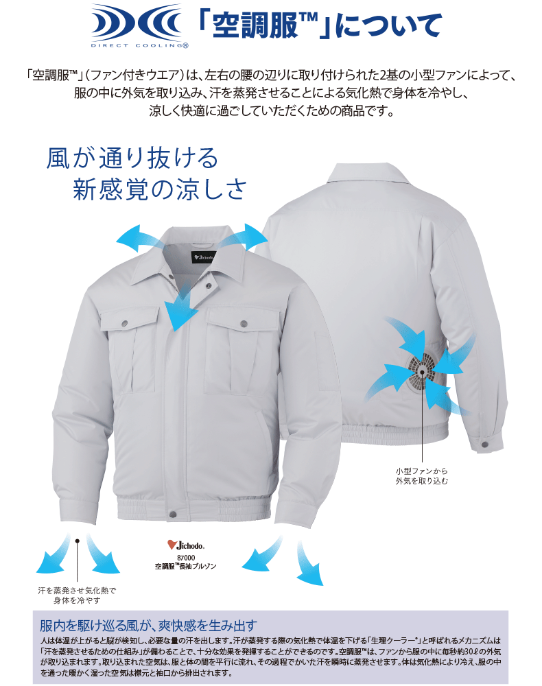 【時間指定不可】 作業服 空調服 4時間 セット 長袖ブルゾン 4L5L 男女兼用 74050SET4時間小型バッテリー アダプター