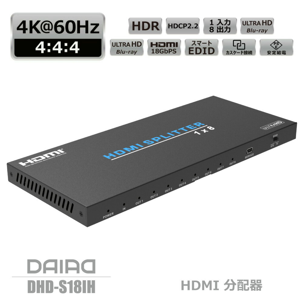 【 高画質 高性能】DAIAD HDMI 分配器 4