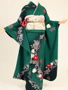 【レンタル】【振袖レンタル】k2064緑地斜め薔薇(成人式 結婚式 結納 お呼ばれ 振袖フルセット)