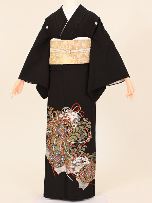 【レンタル】【留袖 レンタル 結婚式 着物】TC059 刺繍大鏡 黒留袖 貸衣装 留袖セット 女性和服 とめそで