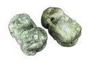 一点物逸品天然石ひすい本翡翠如意ヒキュウ彫刻ペア710-051RZa置物風水物蓄財運
