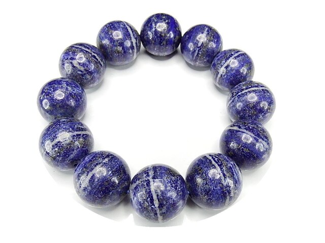 レア模様白線入り超大ラピスラズリ約20mm前後ブレスレット天然石数珠903-111RZa