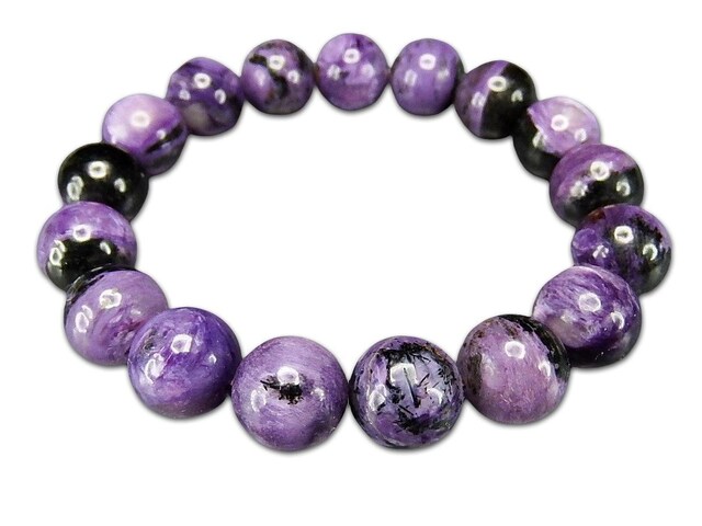 一点物黒インチャロアイト約12mm天然石ブレスレット数珠809-052RZa