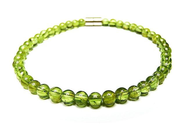 『黄金の宝石』天然石AAペリドット約4ミリ『貴重』8月誕生石【改】 ブレス