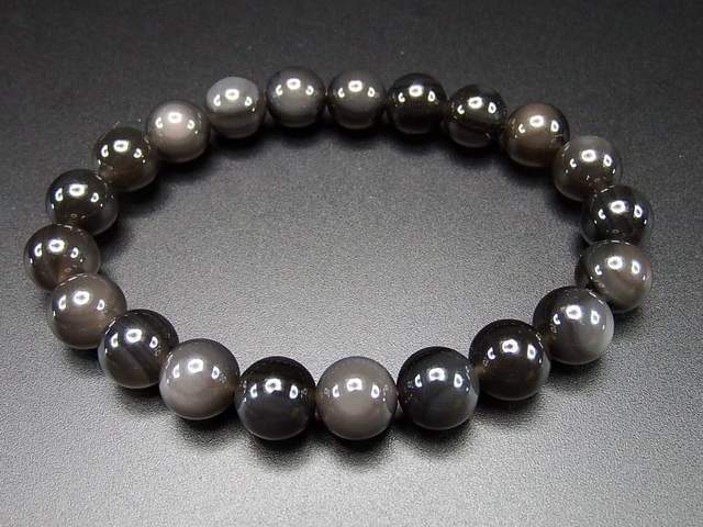 石街まよけ天然石AAAAアイスオブシディアン10mm天眼有りブレスレット