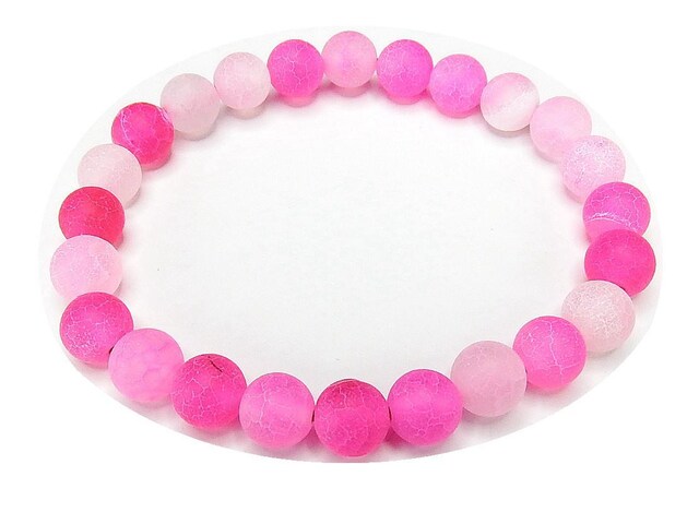 天然石フロスト桜色ドラゴンアゲート約8mmブレスレット数珠