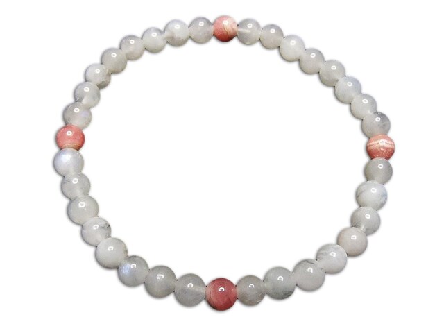 愛を伝える石半透明ムーンストーンバラ人生インカローズ天然石約5mmブレスレット