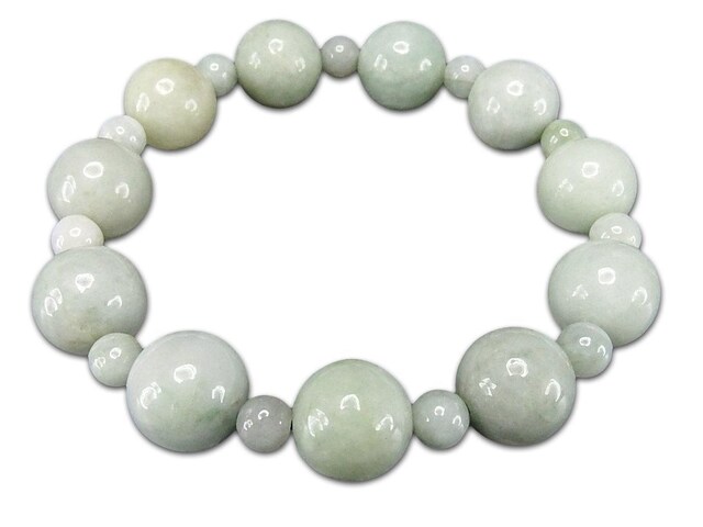 訳有AA天然石ひすい本翡翠13mm弱6mmデザインブレスレットM5-10RZa