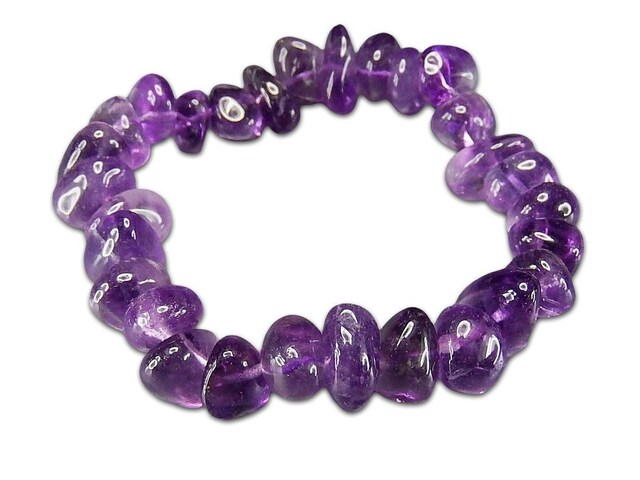 色合い良好アメジスト大粒さざれブレスレットボリューム有り天然石2月誕生石