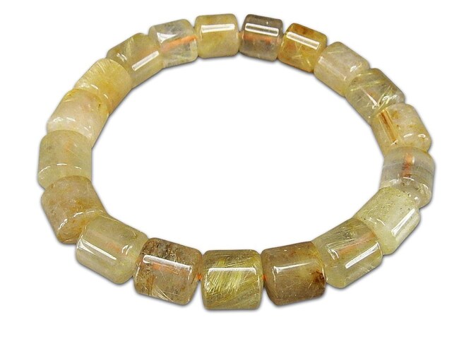 針多めゴールドルチルクォーツ希少仕様円柱形ブレスレット約9.5mm天然石(4)