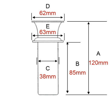 お墓用 花立 高級ステンレス製 筒径:38mm 1対2本セット 差し込みタイプ ツバ付き型