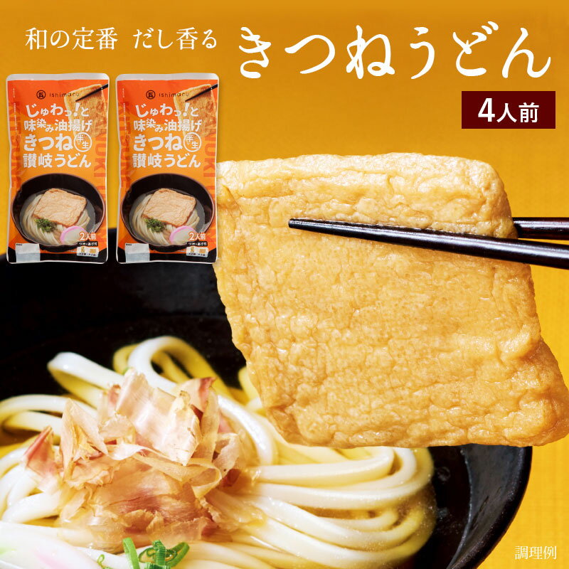 ジュワッと滴るきつねうどんセット 2袋 4人前 送料無料 うどんだし付 味付けあげ付 半生うどん 讃岐う..