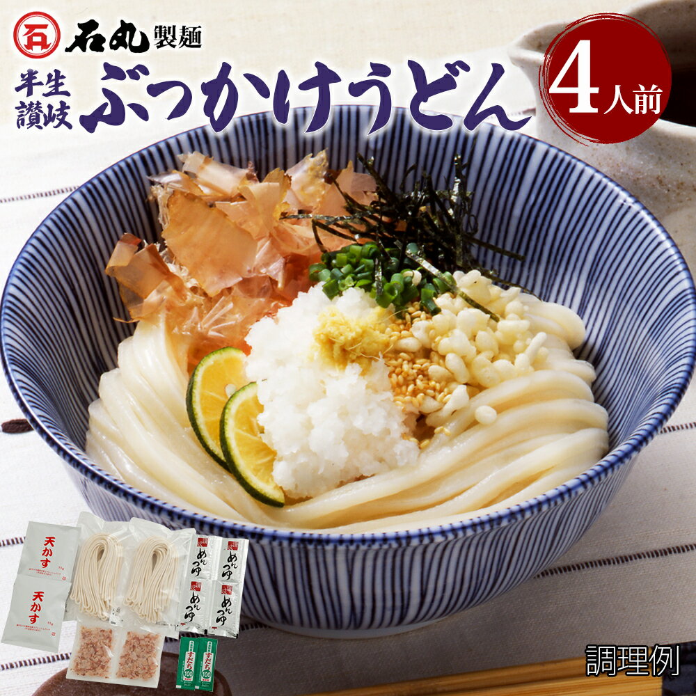 ぶっかけうどんセット (4人前) 送料無料 半生うどん つゆ付 具材付 うどん 讃岐うどん さぬきうどん 贈り物 プチギフト プレゼント 石丸製麺 香川 四国 うどん県 常温 メール便 DMT-3