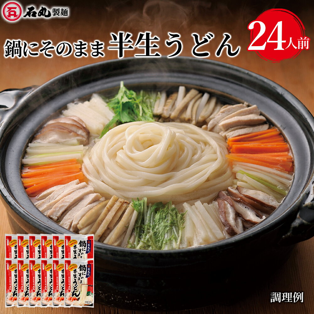 鍋にそのまま半生うどん 160g 12袋 24人前 麺のみ 下ゆで不要 鍋専用 煮込み専用 簡単調理 讃岐うどん さぬきうどん お取り寄せ 大容量 石丸製麺 四国 常温のサムネイル