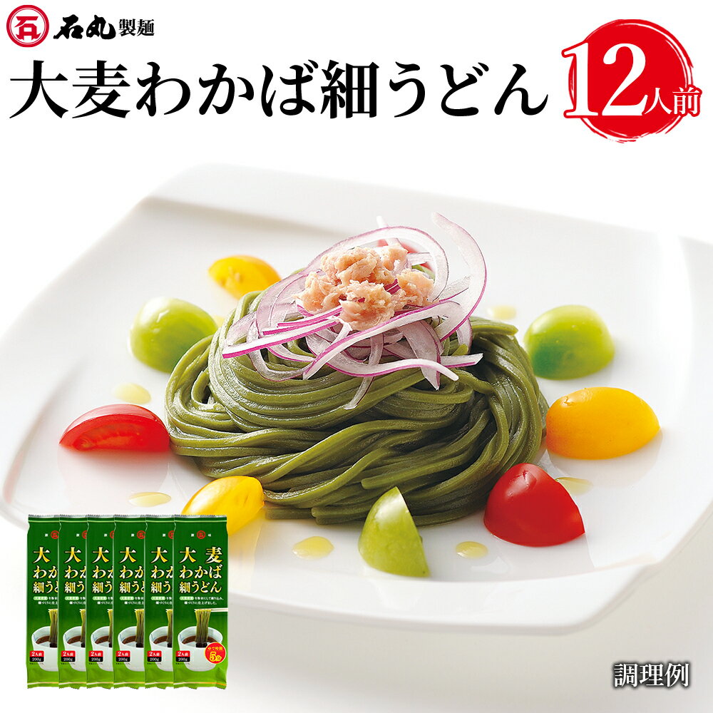 大麦わかば細うどん 200g 6袋 12人前 麺のみ 乾麺 細麺 大麦わかば 大麦若葉 讃岐うどん さぬきうどん うどん 包丁切り 早ゆで コシ 業務用 お取り寄せ ギフト 石丸製麺 四国 常温のサムネイル