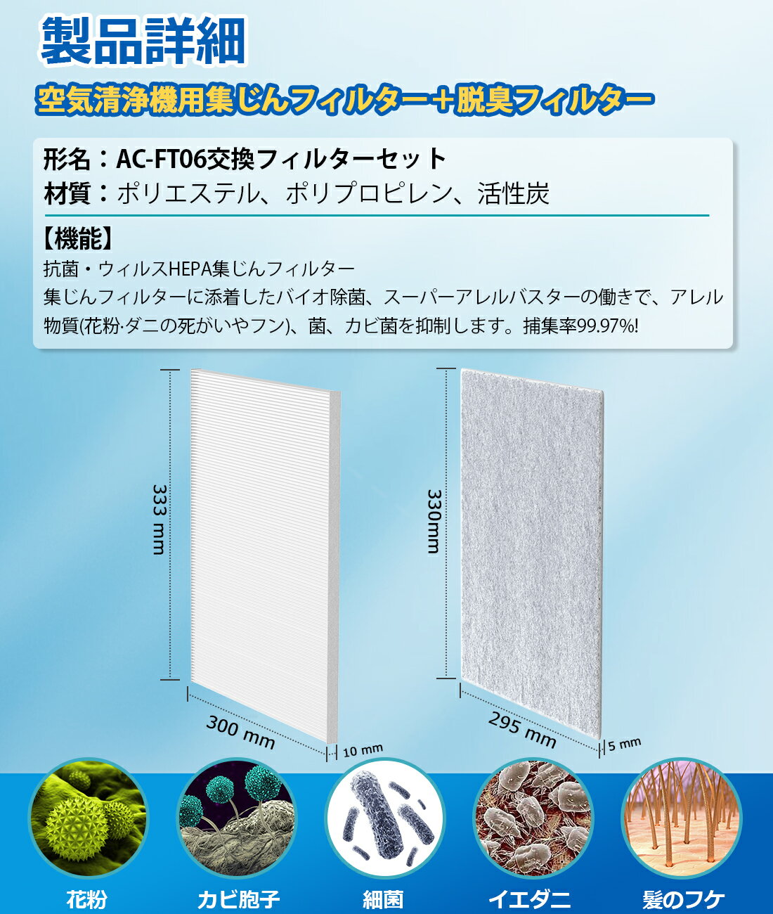 送料無料 AC-FT06 交換フィルターセット 空気清浄機 AC-4238W AC-D358 フィルター ac-D358pw 交換用フィルターセット ac-4238w フィルター ac-5943vo 交換フィルター 2セット入り 3