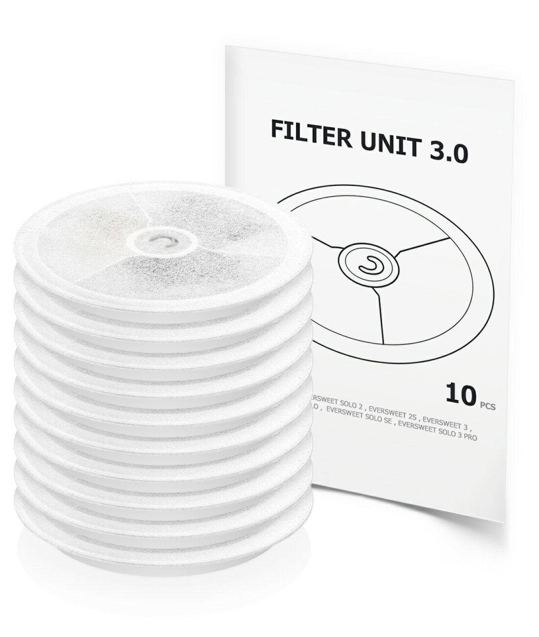 送料無料 ペット 給水器 フィルター 自動給水器交換用フィルター3.0 (10コセット) 犬 猫 水飲み器 フィルター 軟水化 イオン安全 多重濾過 自動ウォーターディスペンサーフィルター 10個セット 互換品