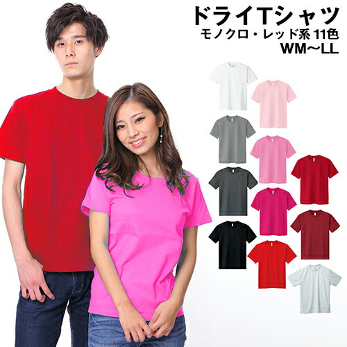 ドライメッシュTシャツ 吸汗　速乾 Tシャツ メンズ レディース ティーシャツ カラー 無地 カラー ベーシック 刺繍 プリント 対応 モノクロ・レッド系 SS S M L LL 父の日