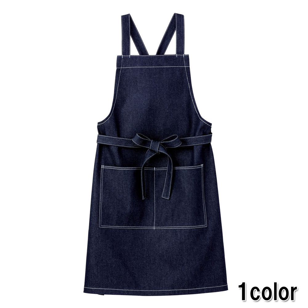 Rakuten - FACE MIX フェイスミックス デニム胸当てエプロン バッククロスタイプ インディゴブルー 飲食店 ユニフォーム 制服 ユニセックス 男女兼用 フリーサイズ fk7154 メール便可1