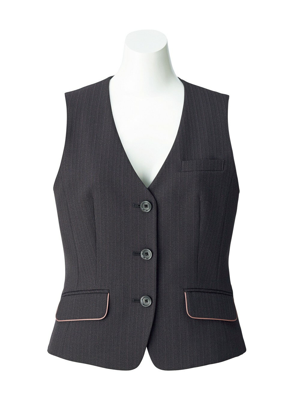 BONOFFICE ボンオフィス ベスト 【5~15号】 事務服 会社 受付 制服 ユニフォーム フォーマル 【ColorStripe / カラーストライプ】 av1253 宅配のみ