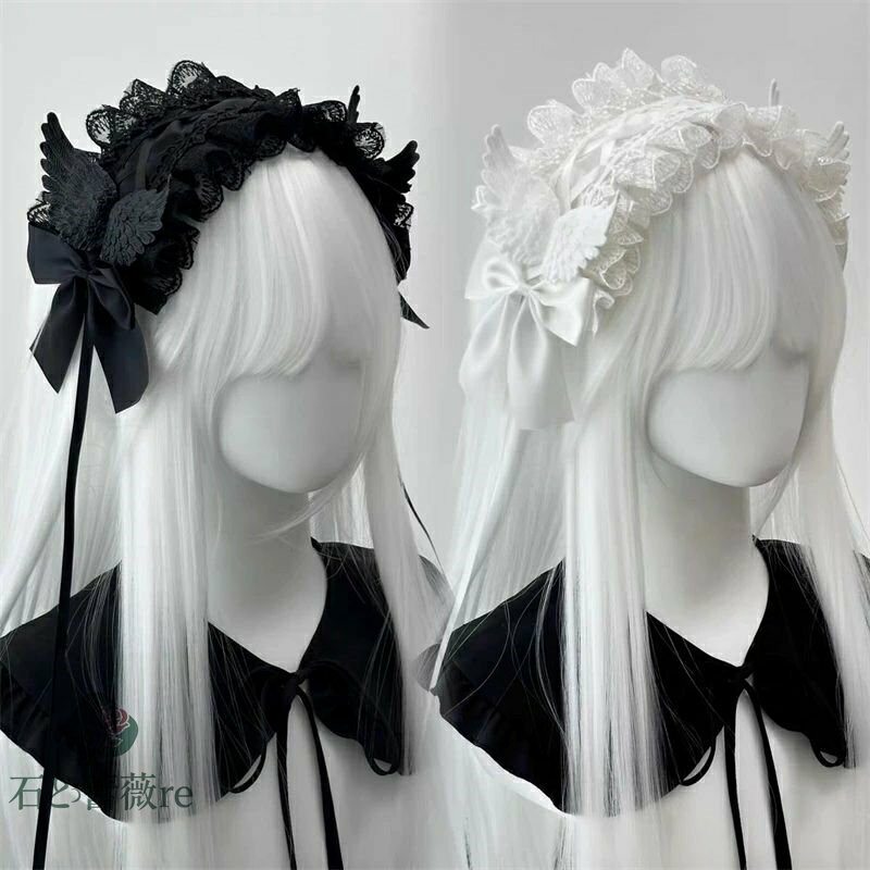 送料無料 ロリータ ヘアアクセサリー 髪飾り レース ヘアバンド ゴシック サブカル風 ヘアアイテム lol..