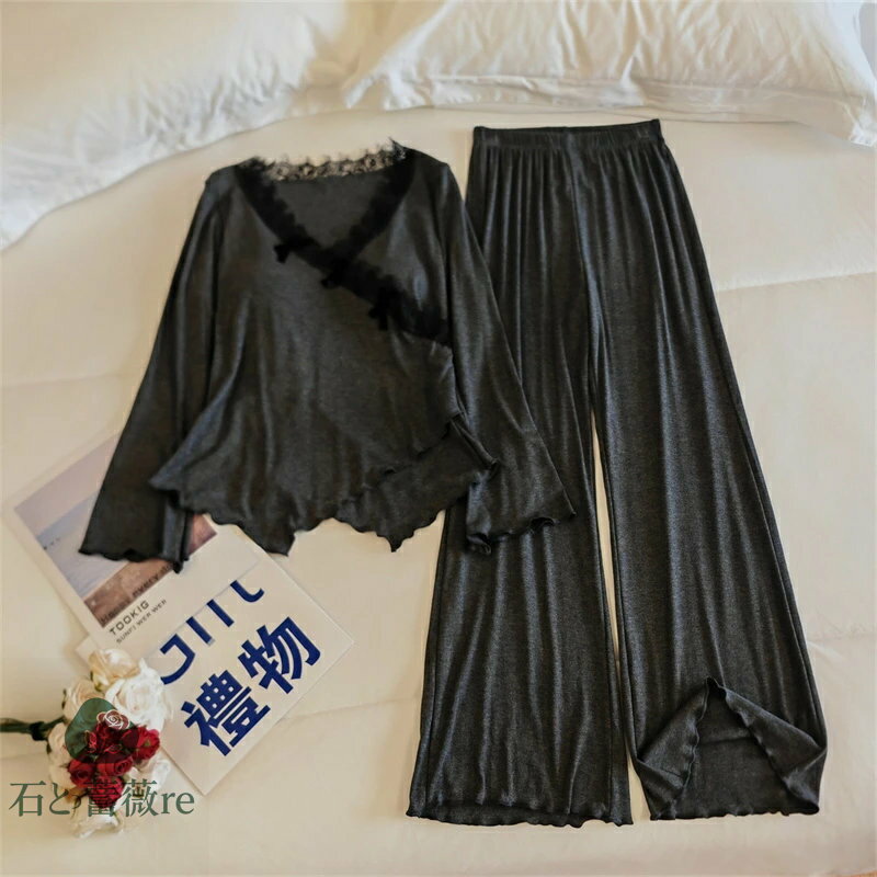 送料無料 モダール パジャマ レディース ルームウエア 7色展開 春秋服 長袖トップス・ロングパンツ 上下セット セクシー 薄手 固定パッド付き ホームウェア カジュアル シンプル 柔らかい お洒落 M LXL XXL 楽天海外通販