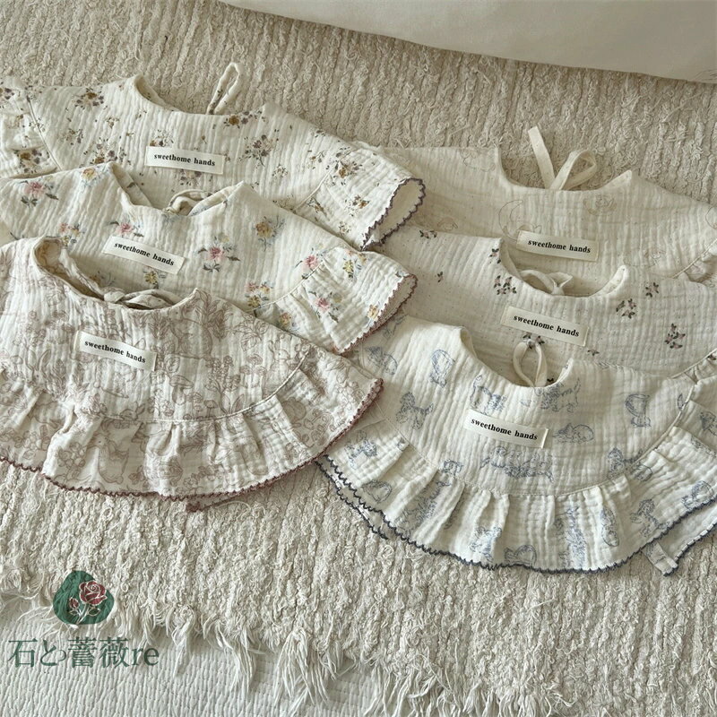 送料無料 お食事スタイ よだれかけ エプロン 柔らかい 離乳食 綿ガーゼ 女の子 男の子 ベビービブ 洗え..